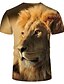 abordables Tank Tops-T-shirt Chemise Homme Graphique Lion Animal 3D effet Grande Taille Col Rond Manches Courtes Imprimer Standard du quotidien Vacances Elégant Exagéré Polyester