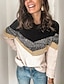 cheap Sweaters-Women&#039;s Pullover Color Block Knitted Cotton Basic Plus Size Long Sleeve Regular Fit Sweater Cardigans Fall Winter Crew Neck Blue Pink Black / Going out