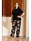 preiswerte Kleider in Übergröße da Donna-Damen Pyjamas Sets Grafik Polyester Freizeit T-Shirt Hose Heim Freizeitskleidung Kurzarm Keine Angaben