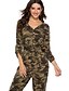 cheap Jumpsuits &amp; Rompers-Women&#039;s Basic Army Green Jumpsuit Color Block Lace up Bow Print