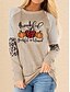 billige HALLOWEEN-Dame Pullover-sweatshirt Grafisk Leopard Tekst Monogrammer Daglig Afslappet Hættetrøjer Sweatshirts Hvid Kakifarvet Grå