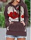 cheap Hoodies &amp; Sweatshirts-Women&#039;s Tunic Animal Long Sleeve Print Cowl Neck Tops Loose Basic Top Red Green Light gray