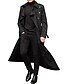 cheap All Sale-mens long breasted trench coat casual lapel men&#039;s long sleeve windbreaker overcoat jacket black