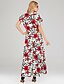 cheap Boho Dresses-Women&#039;s A Line Dress Maxi long Dress Rainbow Short Sleeve Floral Bow Spring Summer V Neck Elegant Casual 2021 S M L XL