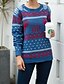 baratos Christmas Sweater-Mulheres Homens Estiloso Tricotado Animal Carregam Pulôver Fibras Acrilicas Manga Longa Casacos de malha Gola Redonda Outono Inverno Branco Preto Azul