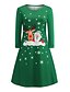 abordables Christmas Dresses-Mujer Viejo negro Muñeco de nieve negro Azul Piscina Verde Trébol Rojo Vestidos Navidad S M L XL XXL / Algodón / Algodón