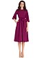 cheap Midi Dresses-Women&#039;s Sheath Dress Knee Length Dress Purple Wine Khaki Green Royal Blue 3/4 Length Sleeve Solid Color Fall Elegant Vintage Slim 2021 S M L XL XXL 3XL