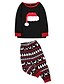 preiswerte Familien passende Pyjamasets-2 Stück Familienblick Kleidungsset Weihnachtsmann Grafik Druck Langarm Standard Schwarz