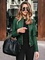cheap Furs &amp; Leathers-Women&#039;s Jacket Spring &amp;  Fall Daily Regular Coat V Neck Regular Fit Casual Jacket Long Sleeve Modern Style Solid Colored Green Blue Black