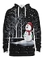 billige Christmas Hoodies-herre pullover hættetrøje sweatshirt print grafisk 3d hættetrøje dagligt 3d print 3d print hættetrøjer sweatshirts lange ærmer sort