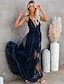 cheap Lace Dresses-Elegant Women&#039;s Sleeveless Lace Swing Maxi Dress