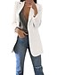 baratos Blazers Femininos-Casaco feminino vintage com frente aberta de manga comprida sólida blazer casaco cardigan com bolsos (médio, branco)