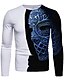 abordables Tank Tops-Hombre Camiseta Graphic 3D Escote Redondo Negro / Blanco Blanco Azul Dorado Impresión 3D Diario Manga Larga Ropa Básico