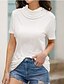 cheap T-Shirts-Women&#039;s T shirt Plain Patchwork High Neck Tops Basic Basic Top White Black Blue