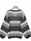 cheap Sweaters-Women&#039;s Striped Pullover Long Sleeve Loose Sweater Cardigans V Neck Red Green Gray