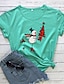 cheap Women&#039;s Tops-Women&#039;s Christmas T shirt Graphic Prints Snowman Print Round Neck Tops 100% Cotton Basic Christmas Basic Top White Purple Red