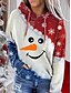 cheap Women&#039;s Tops-Women&#039;s Plus Size Hoodie Pullover Christmas Sweatshirt Galaxy Christmas Black White Wine Christmas Gifts Christmas Hooded Long Sleeve