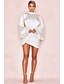 cheap Party Dresses-Women&#039;s Sheath Dress Short Mini Dress White Black Long Sleeve Solid Color Patchwork Spring Round Neck Sexy Lantern Sleeve 2021 S M L XL