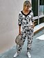 cheap Jumpsuits &amp; Rompers-Women&#039;s Basic Leopard Casual / Daily Two Piece Set Sweatshirt Tracksuit Pant Loungewear Jogger Pants Print Tops