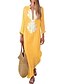 cheap Casual Dresses-Women&#039;s Maxi long Dress Shift Dress Light Blue Gray Yellow khaki Long Sleeve Print V Neck Fall Spring Casual Daily 2022 S M L XL 2XL 3XL / Summer / Cotton