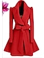 cheap Coats &amp; Trench Coats-Women&#039;s Coat Solid Colored Basic Fall &amp; Winter Long Daily Long Sleeve Polyster Coat Tops Red