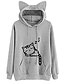 cheap Women&#039;s Hoodies &amp; Sweatshirts-women&#039;s cute cat ear printed long sleeve hoodies casual loose hooded sweatshirts sweaters pullover tops shirts gray