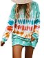 cheap Hoodies &amp; Sweatshirts-womens tie dye long sleeve sweatshirt dress crew neck casual loose dress sky blue xl