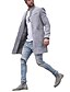 cheap Sale-men&#039;s fall winter single breasted pure color mid long wrap coat grey xl