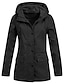 baratos Trench Coats e Casacos Femininos-gabardinas femininas jaqueta de esqui impermeável casual jaqueta de chuva à prova de vento blusão com capuz externo (preto)