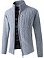 cheap Men&#039;s Sweaters &amp; Cardigans-Men&#039;s Cardigan Solid Color Braided Chunky Long Sleeve Regular Fit Sweater Cardigans Winter Stand Collar Blue Wine Light gray / Work
