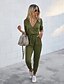 cheap Jumpsuits &amp; Rompers-Women&#039;s Basic Streetwear Black Wine Army Green Romper Solid Colored Color Block Patchwork