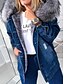 cheap Down&amp; Parkas-Women&#039;s Parka Daily Fall Winter Regular Coat Hooded Loose Streetwear Jacket Long Sleeve Solid Colored Pocket Blue Grey / Lined