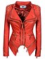 cheap Jackets-Women&#039;s Faux Leather Jacket Spring &amp;  Fall Daily Regular Coat Regular Fit Basic Jacket Long Sleeve Rivet Solid Colored Yellow Wine Rainbow