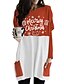 preiswerte Weihnachtskleider-Damen T Shirt Kleid Minikleid Weiß Gelb Orange Grün Langarm Druck Buchstabe Herbst Rundhalsausschnitt Freizeit Halloween 2021 S M L XL