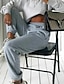 baratos Pants-Mulheres Básico Moda de Rua Comfort Solto Diário Para Noite Jogger Calças Calças Sólido Comprimento total Cintura Alta Branco Preto Rosa