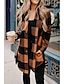 cheap Coats &amp; Trench Coats-Women&#039;s Coat Daily Fall &amp; Winter Long Coat Stand Collar Loose Basic Jacket Long Sleeve Color Block Patchwork Blue Yellow / Print