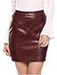 baratos Skirts-Mulheres clássicas de cintura alta em couro falso bodycon minissaia lápis slim verde xl