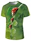 billige Tank Tops-Herre T-shirt Grafisk 3D-udskrivning Rund hals Plusstørrelser Daglig Ferie Kortærmet Trykt mønster Toppe Elegant overdrevet Grøn