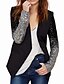 abordables Blazers Femme-blazer veste en patchwork de sequins scintillants pour femme, noir, moyen