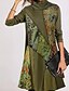 cheap Casual Dresses-Women&#039;s Shift Dress Knee Length Dress Green Long Sleeve Print Patchwork Print Fall Turtleneck Casual Slim 2021 S M L XL XXL 3XL