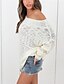 baratos Plus Size Sweatshirts für Damen-Mulheres Côr Sólida Superdimensionado Pulôver Tamanhos Grandes Manga Longa Casacos de malha Outono Inverno Ombro a Ombro Branco Preto Vinho