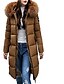 cheap Down&amp; Parkas-Women&#039;s Down Daily Fall Winter Long Coat Slim Casual Jacket Long Sleeve Solid Color Zipper ArmyGreen caramel / Lined