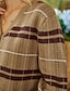 abordables Sweaters &amp; Cardigans-Femme Cardigan Rayé Tricoté Fibres acryliques Coton basique Manches Longues Pull Cardigans Automne Hiver Col en V Marron