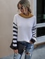 cheap Sweaters-Women&#039;s Stylish Knitted Color Block Pullover Acrylic Fibers Long Sleeve Loose Sweater Cardigans Turtleneck Fall White Black Blue