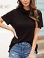 economico T-shirts-Per donna maglietta Liscio Collage Collo alto Top Essenziale Top basic Bianco Nero Blu