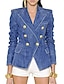 preiswerte Damen Blazer-Damen Jeansjacke Tasche Feste Farbe Schick &amp; Modern Langarm Mantel Casual Herbst Frühling Standard Jacken Bildfarbe / Täglich