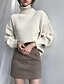 cheap Sweaters-Women&#039;s Knitted Solid Color Pullover Long Sleeve Sweater Cardigans Turtleneck Fall Blue Brown Beige