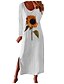 cheap Casual Dresses-women&#039;s casual sunflower print long sleeves ruffle dress print boho sundress black