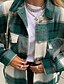 cheap Jackets-Women&#039;s Plaid Basic Fall &amp; Winter Jacket Regular Daily Long Sleeve Polyster Coat Tops Green