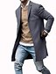 abordables Sale-trench-coat homme coupe slim pardessus à col cranté veste longue à boutonnage simple